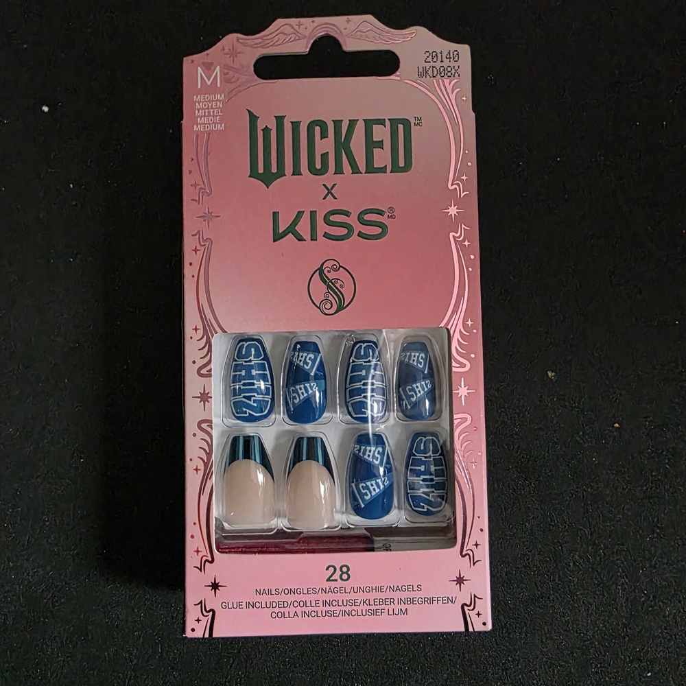 Wicked x Kiss Blue and Nude Press-On Nails